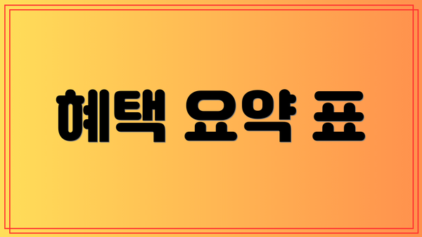 혜택 요약 표