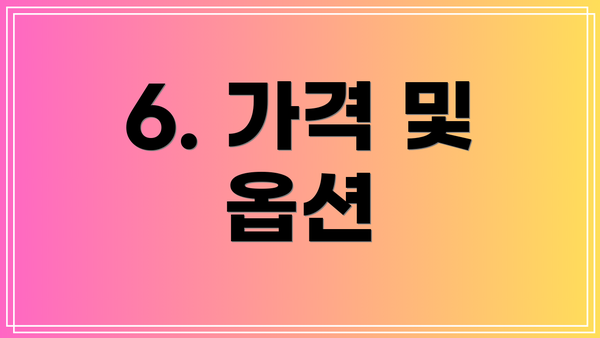 6. 가격 및 옵션