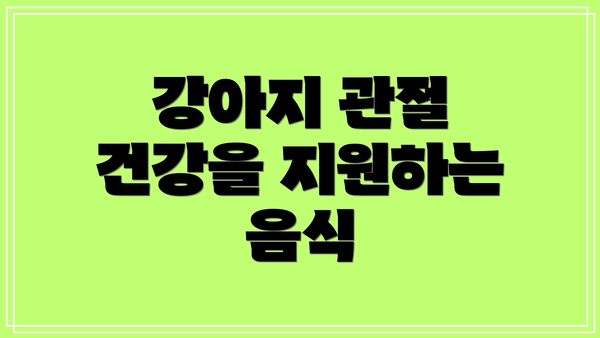 강아지 관절 건강을 지원하는 음식