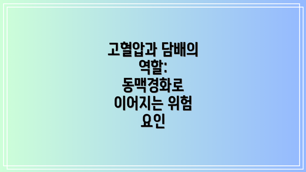 고혈압과 담배의 역할: 동맥경화로 이어지는 위험 요인