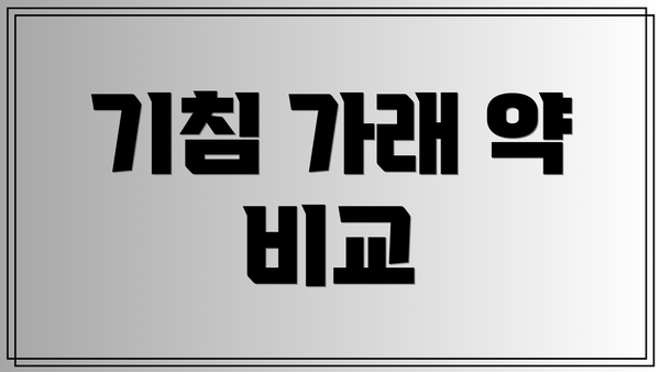 기침 가래 약 비교