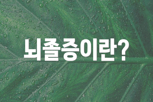 뇌졸증이란?