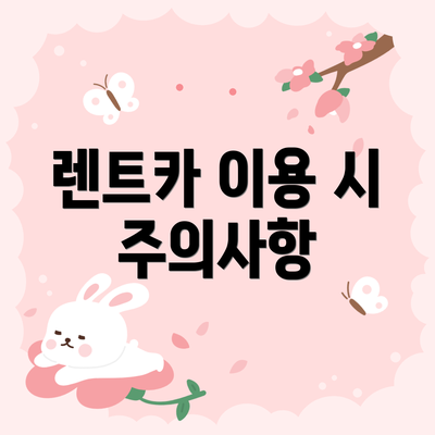 렌트카 이용 시 주의사항