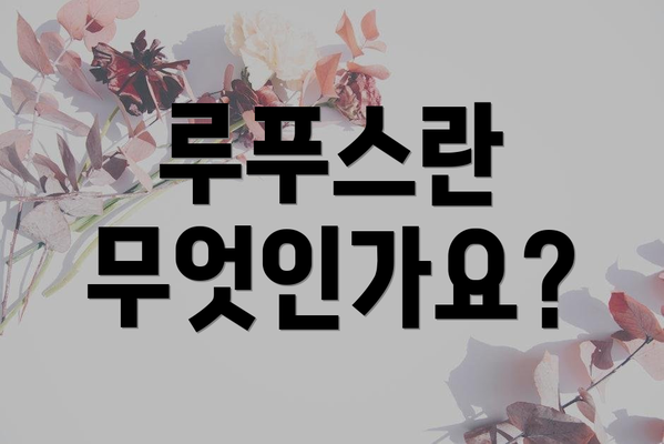 루푸스란 무엇인가요?