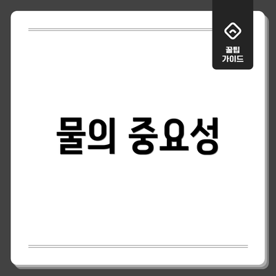 물의 중요성