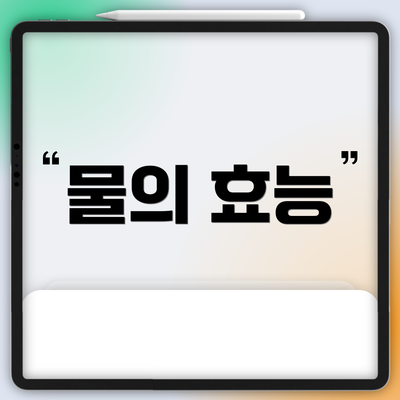 물의 효능