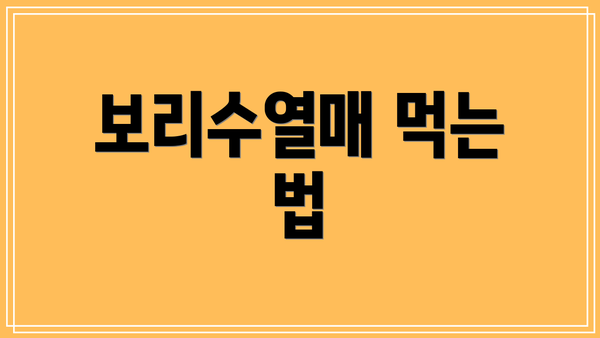 보리수열매 먹는 법