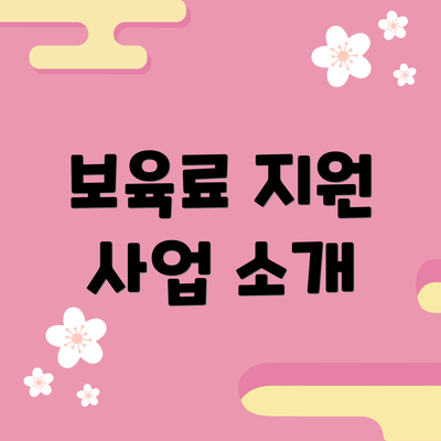 보육료 지원 사업 소개