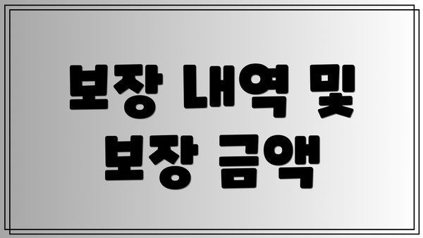 보장 내역 및 보장 금액