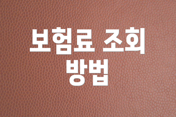 보험료 조회 방법