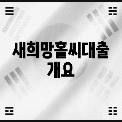 새희망홀씨대출 개요