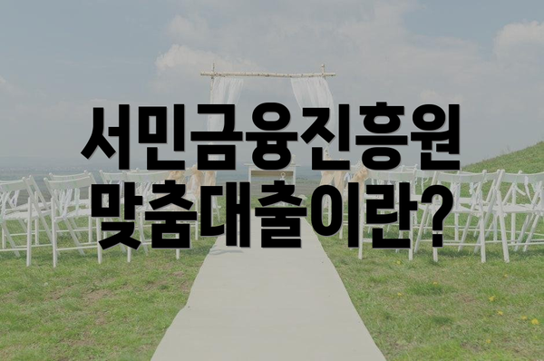 서민금융진흥원 맞춤대출이란?