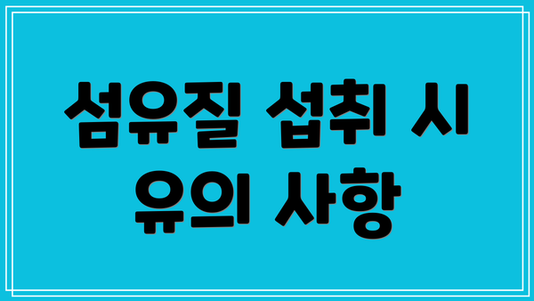 섬유질 섭취 시 유의 사항
