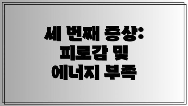 세 번째 증상: 피로감 및 에너지 부족