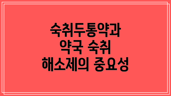 숙취두통약과 약국 숙취 해소제의 중요성