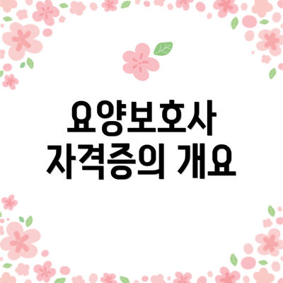 요양보호사 자격증의 개요