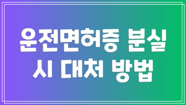 운전면허증 분실 시 대처 방법