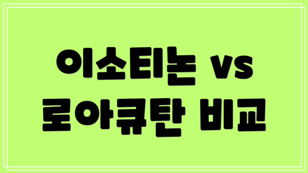 이소티논 vs 로아큐탄 비교