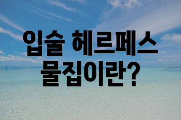 입술 헤르페스 물집이란?