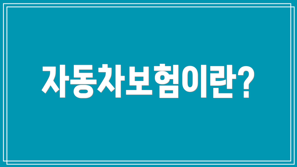 자동차보험이란?