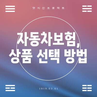 자동차보험, 상품 선택 방법