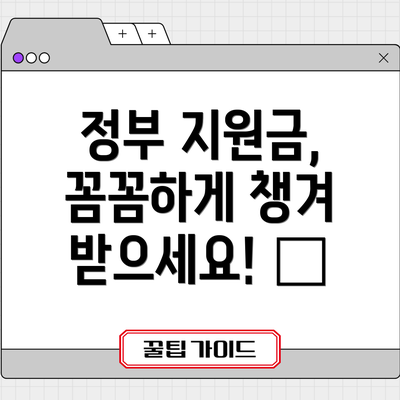 정부 지원금, 꼼꼼하게 챙겨 받으세요! 🎁