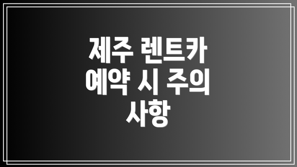 제주 렌트카 예약 시 주의 사항