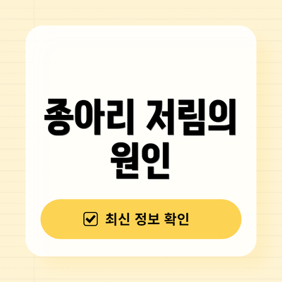 종아리 저림의 원인