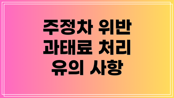 주정차 위반 과태료 처리 유의 사항