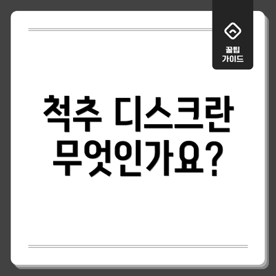 척추 디스크란 무엇인가요?