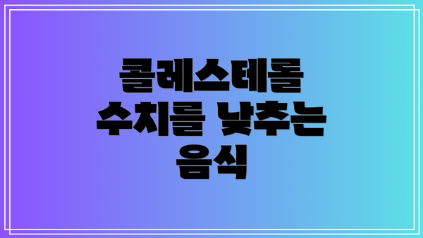 콜레스테롤 수치를 낮추는 음식