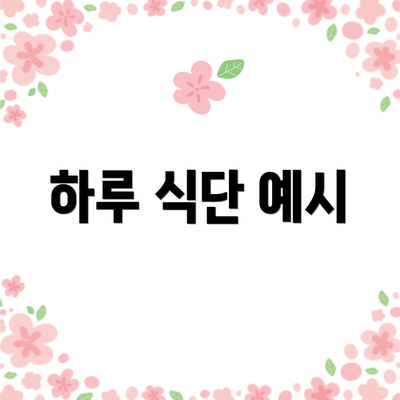 하루 식단 예시