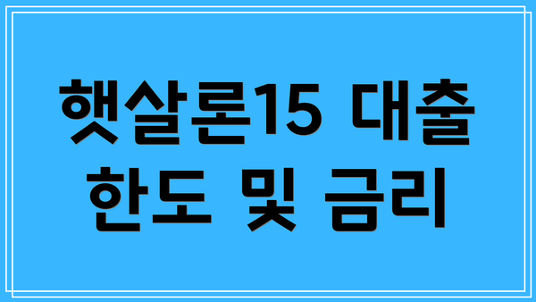 햇살론15 대출 한도 및 금리