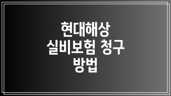 현대해상 실비보험 청구 방법