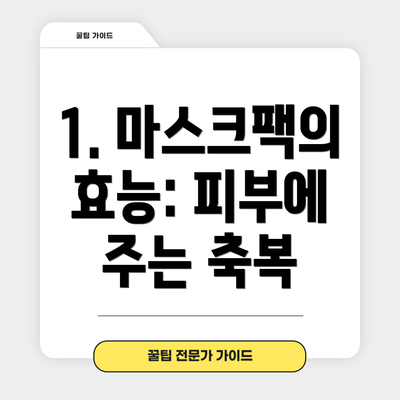 1. 마스크팩의 효능: 피부에 주는 축복