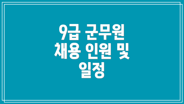 9급 군무원 채용 인원 및 일정