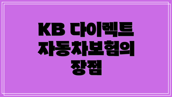 KB 다이렉트 자동차보험의 주요 보장 내용