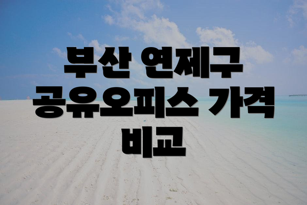 부산 연제구 공유오피스 가격 비교