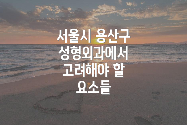 서울시 용산구 성형외과에서 고려해야 할 요소들