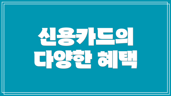 신용카드의 다양한 혜택