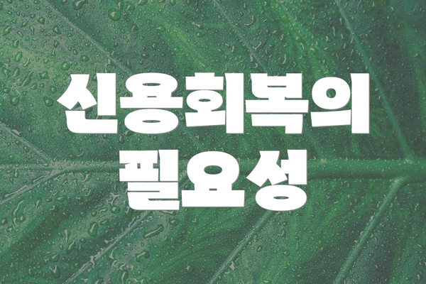 신용회복의 필요성