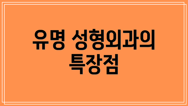 유명 성형외과의 특장점