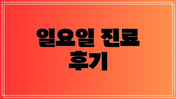 일요일 진료 후기