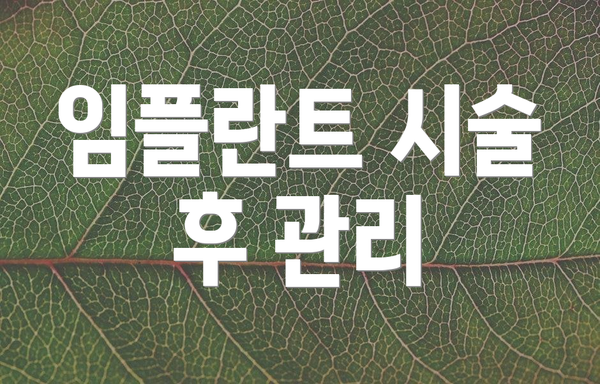 임플란트 시술 후 관리