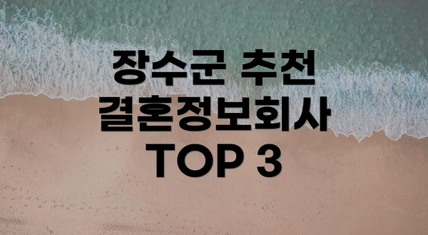 장수군 추천 결혼정보회사 TOP 3