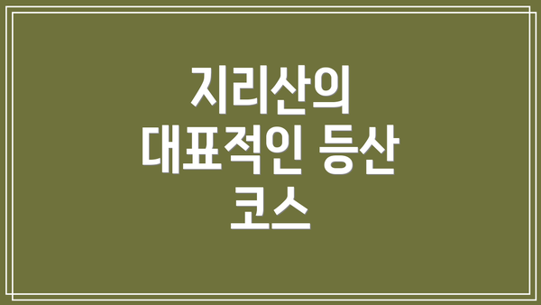 지리산의 대표적인 등산 코스