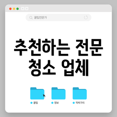 추천하는 전문 청소 업체