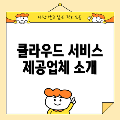 클라우드 서비스 제공업체 소개