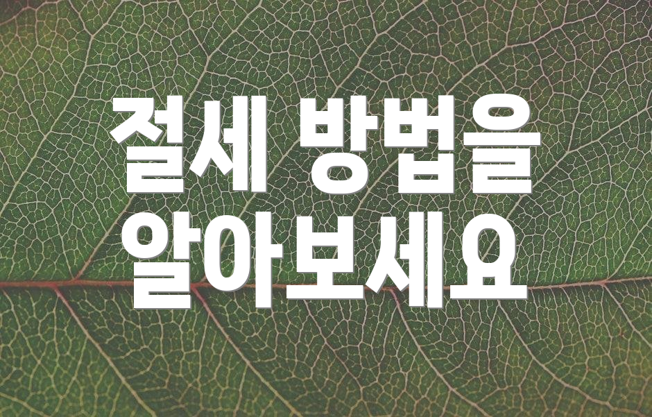 절세 방법을 알아보세요