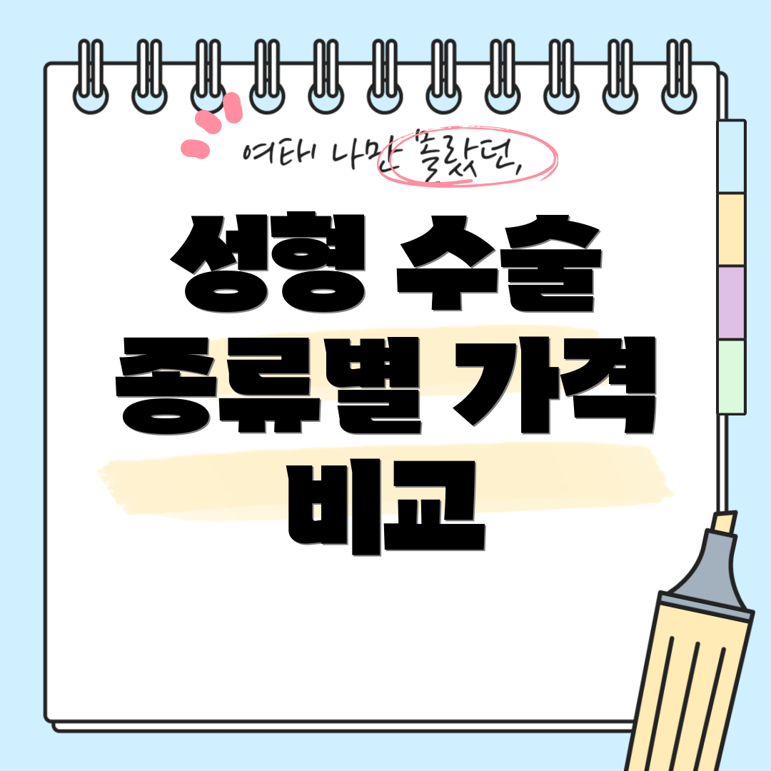 성형 수술 종류별 가격 비교